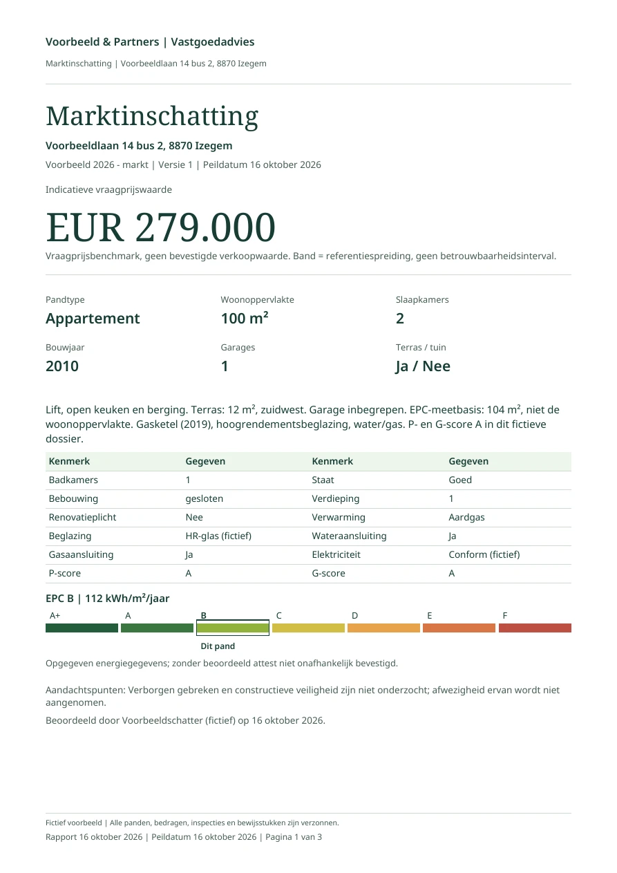 Schattingsverslag voor een appartement in Izegem